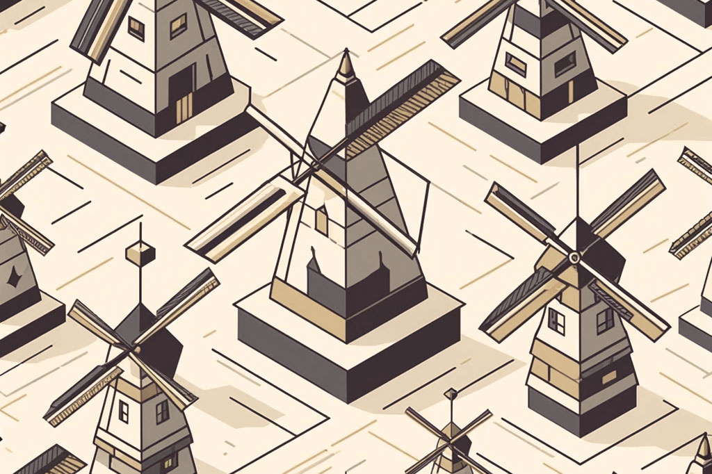 A pattern of windmills.